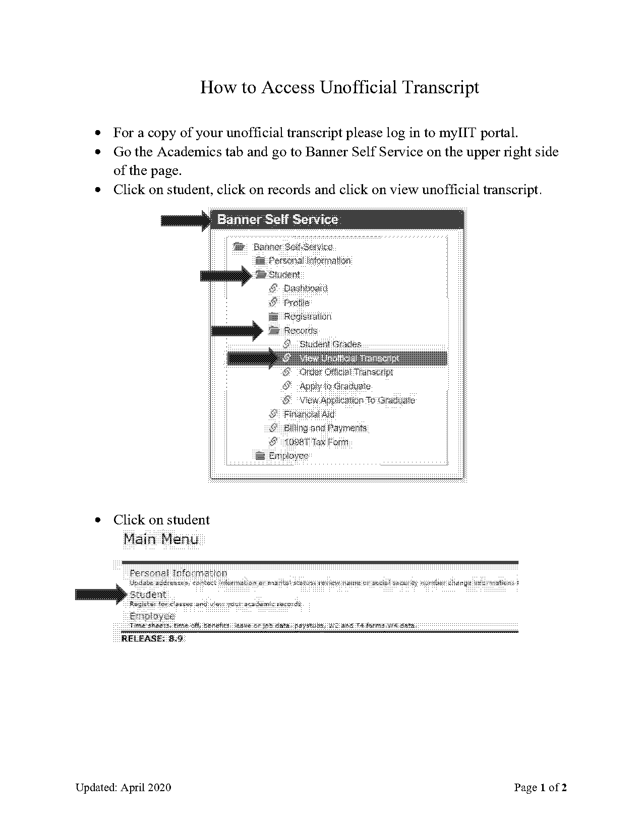 university of illinois unofficial transcript request