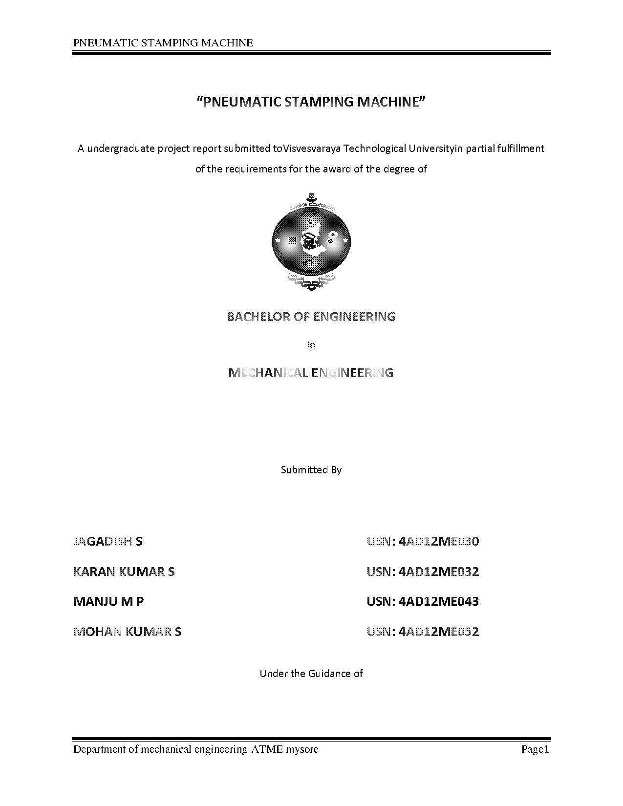 pneumatic punching machine project report pdf